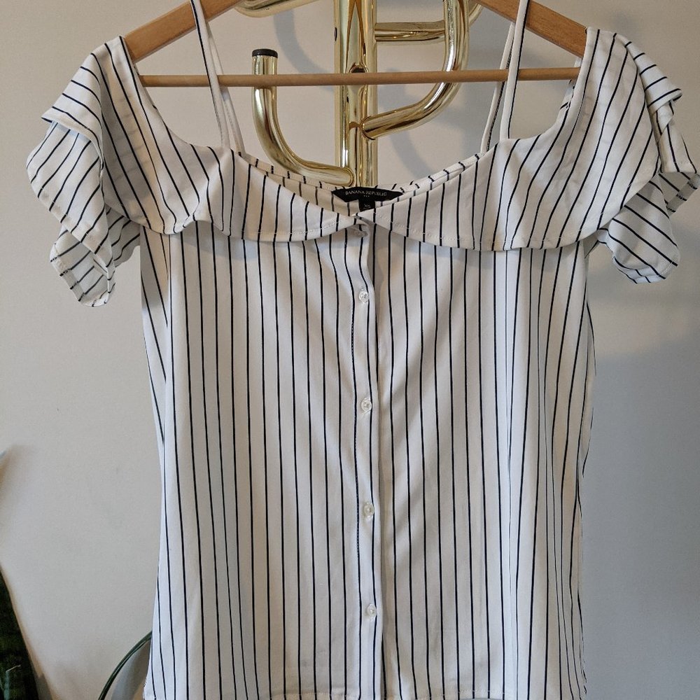 Black and White Striped Banana Republic Blouse - Picture 2 of 9